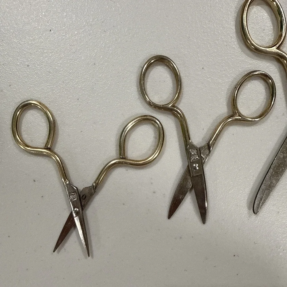 Germany Scissors Set of 4 Pairs Hallmarked‎ with Two Palm Trees Vintage 1950s